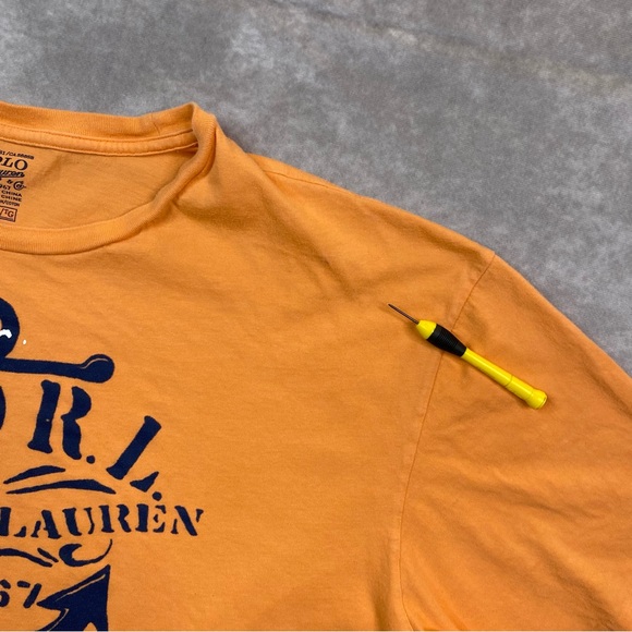 Polo Ralph Lauren PRL T-Shirt Men's Size XL Orange Big Logo Anchor Graphic Print - Picture 11 of 15